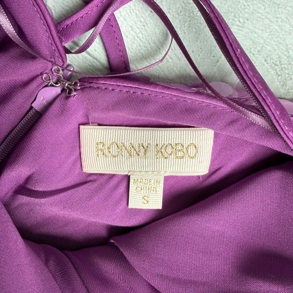 NWT Ronny Kobo Purple Sequin Halter Backless Gown Size S - Picture 8 of 11